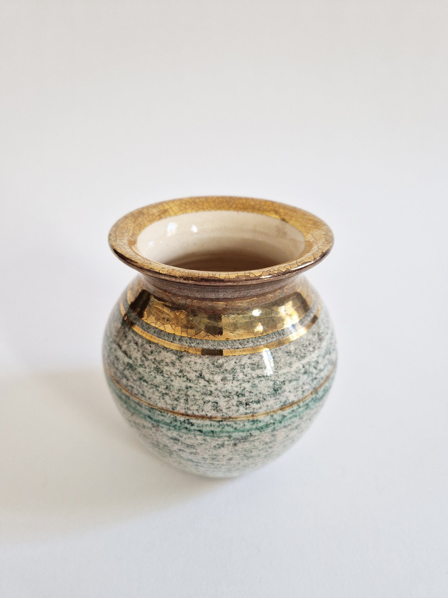Georges Pelletier - Vase en céramique vert et or